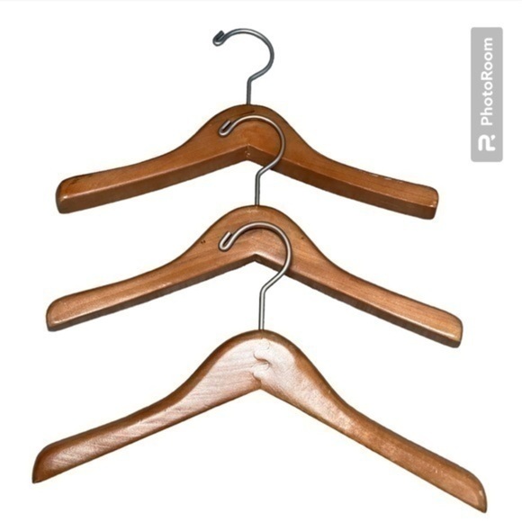 3-PC HIGH QUALITY 12” WOODEN HANGARS - Picture 1 of 3